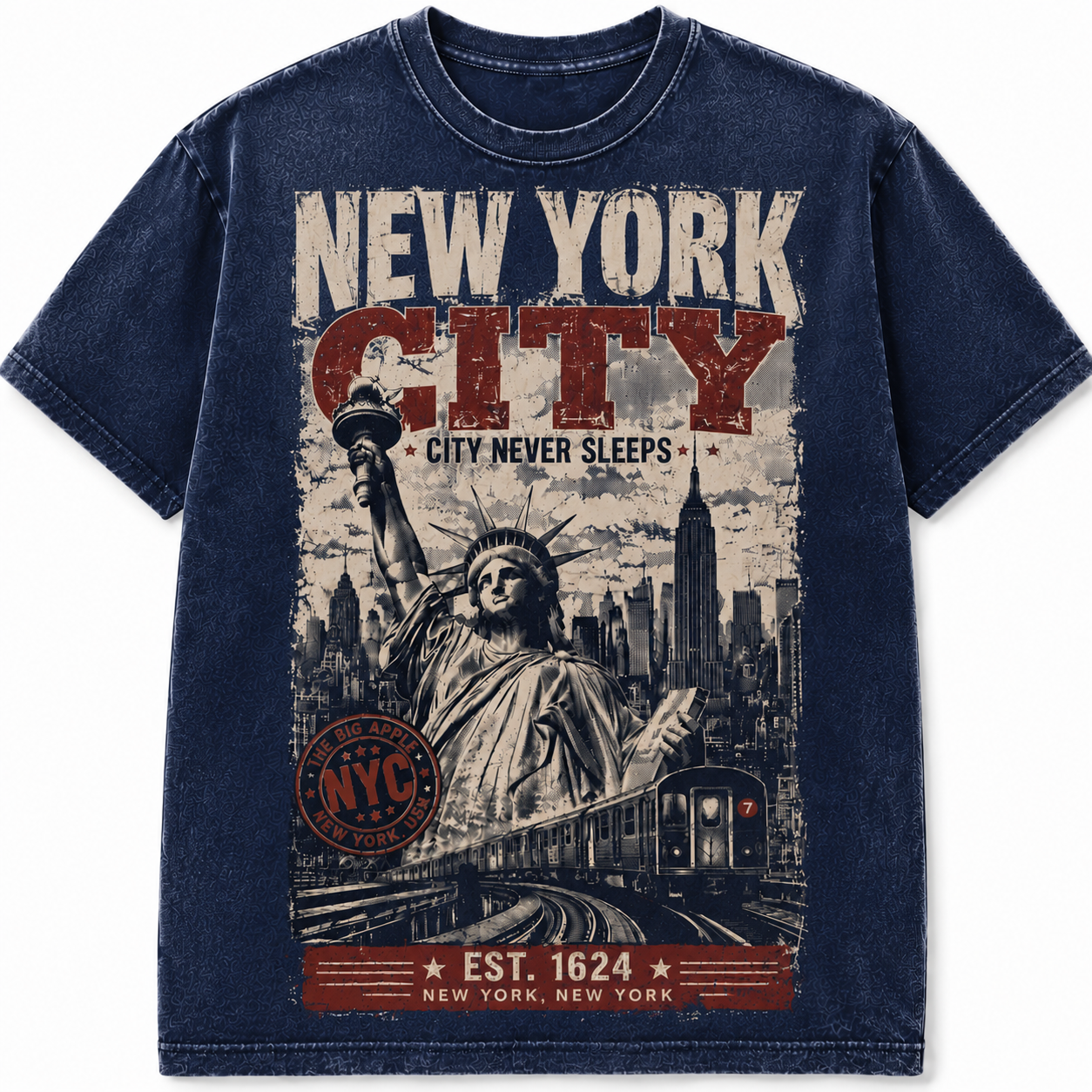 NYC City Never Sleeps Vintage Statue Tee