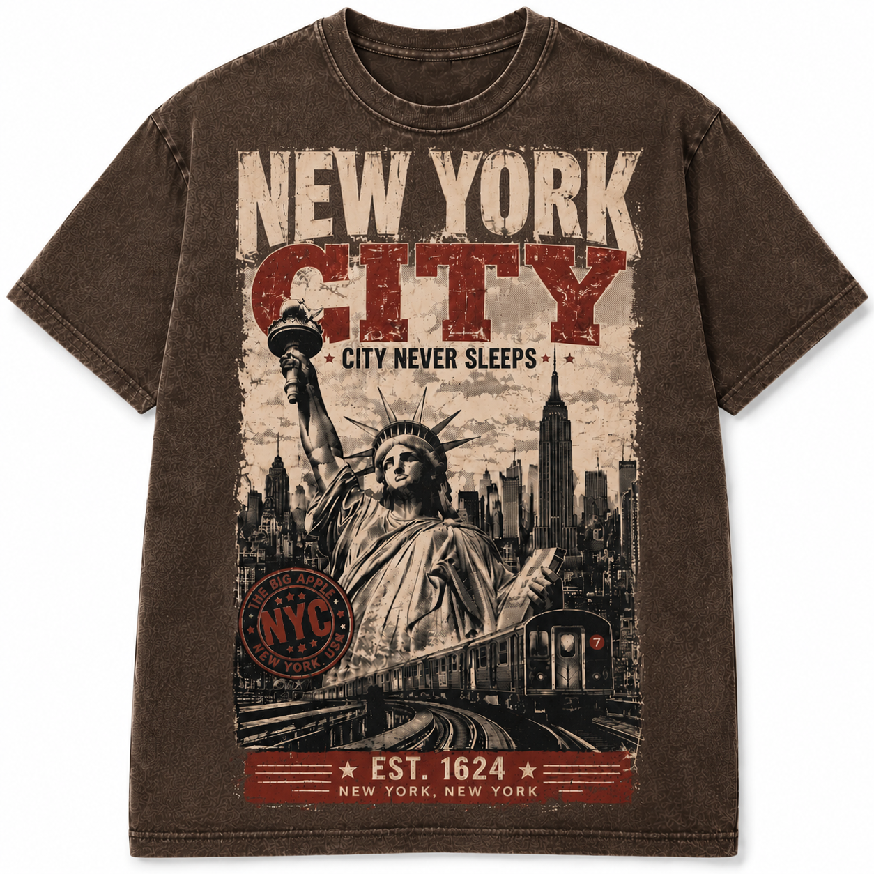 NYC City Never Sleeps Vintage Statue Tee