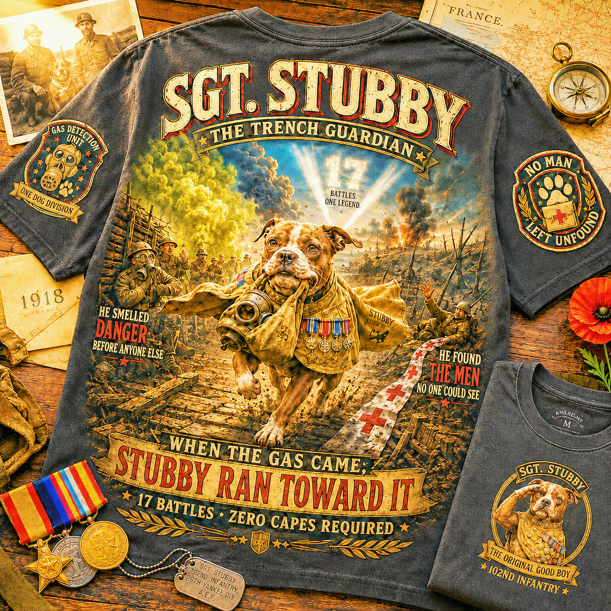 Sgt Stubby Trench Guardian Dog T-Shirt
