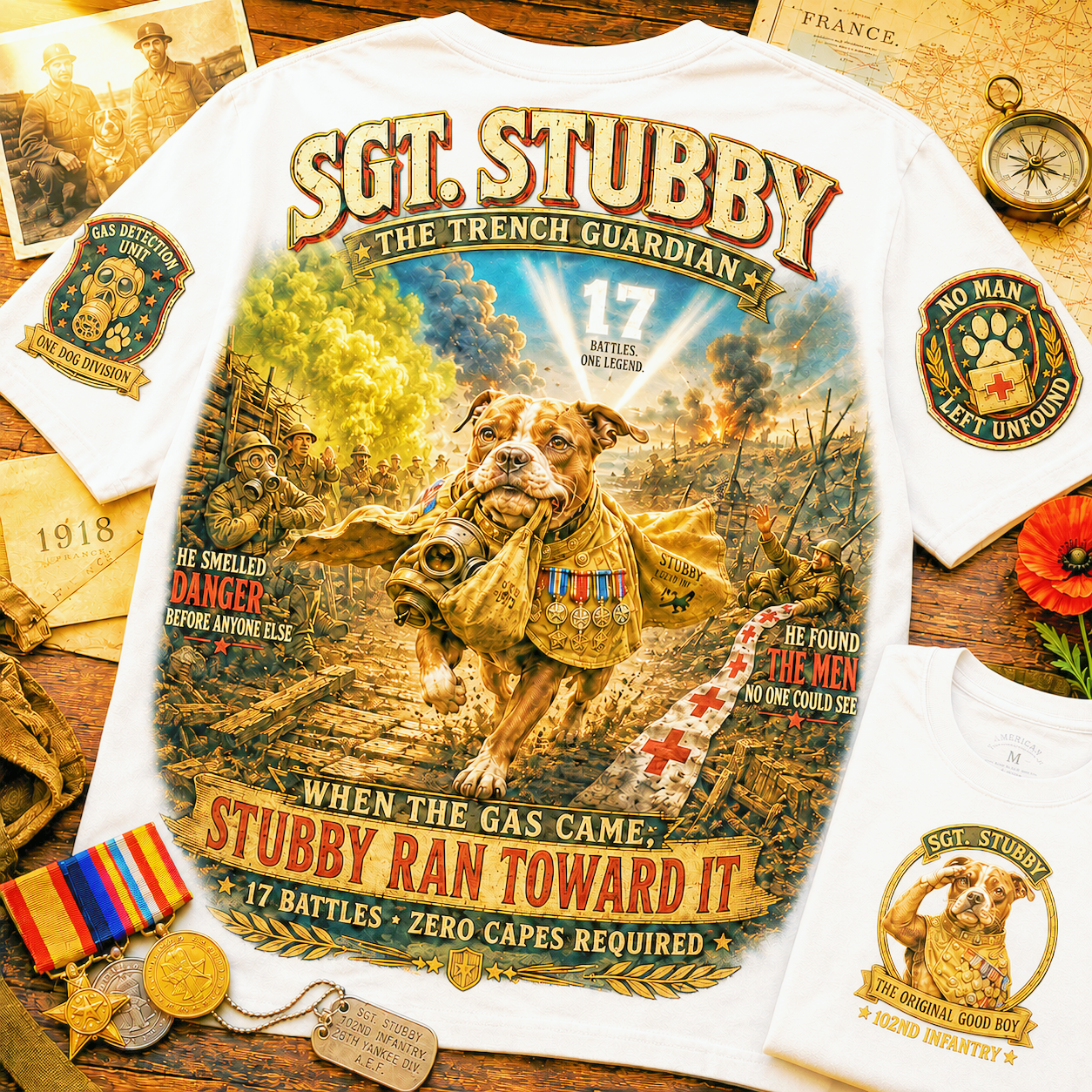 Sgt Stubby Trench Guardian Dog T-Shirt