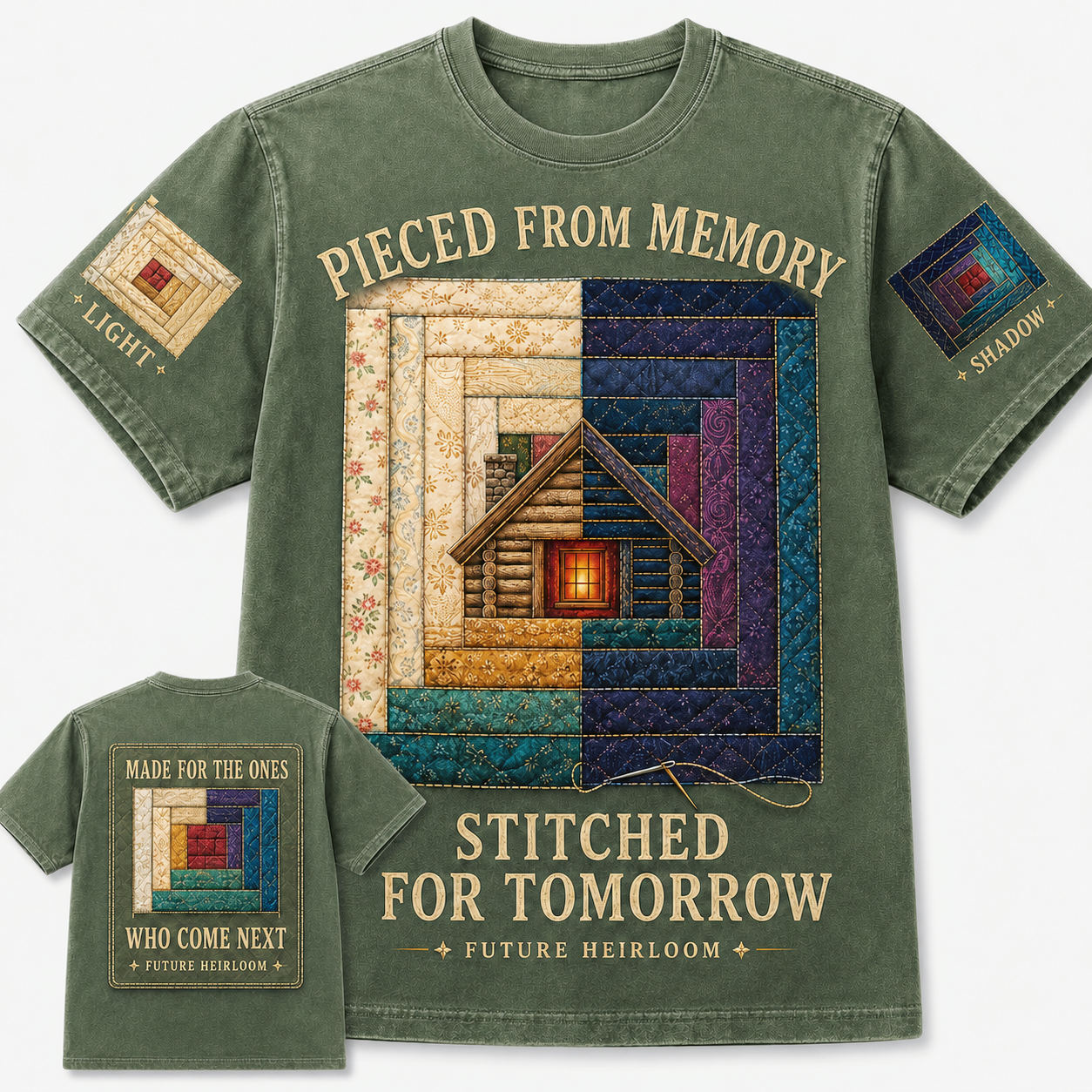 Stitched for Tomorrow Log Cabin Quilt T-Shirt