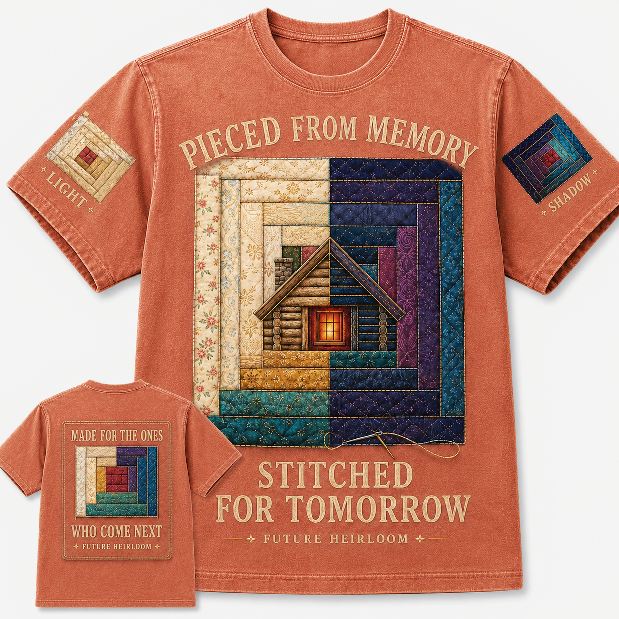 Stitched for Tomorrow Log Cabin Quilt T-Shirt