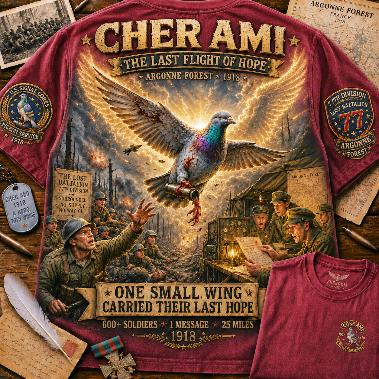 Cher Ami One Small Wing of Hope T-Shirt-FORYXIA