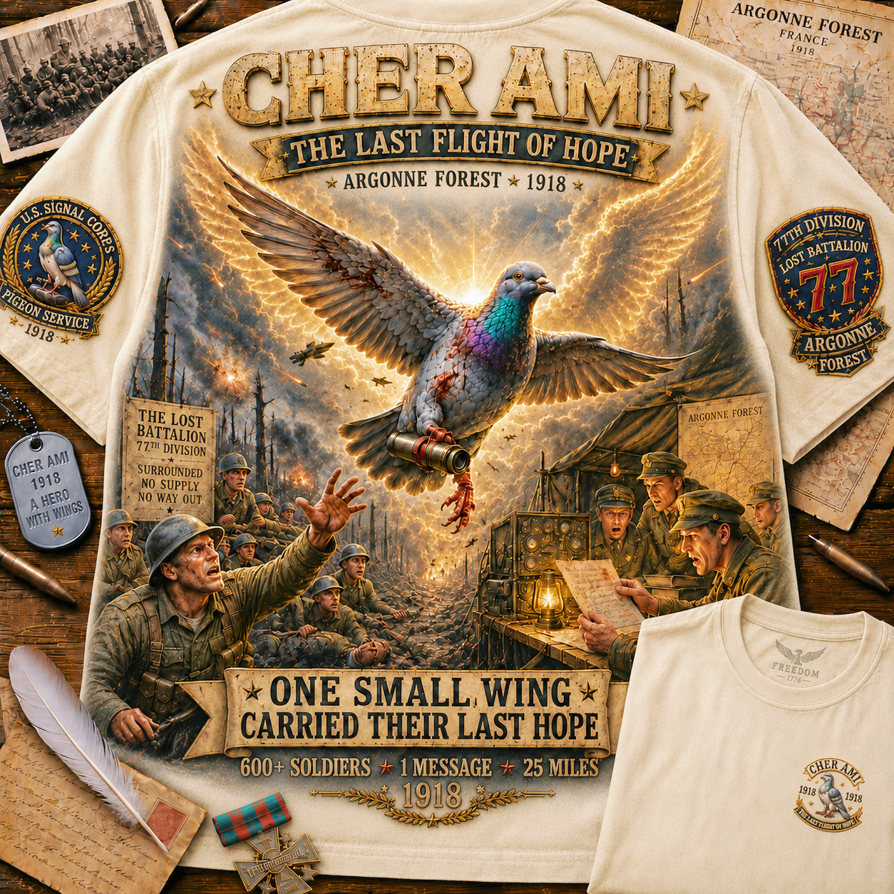 Cher Ami One Small Wing of Hope T-Shirt-FORYXIA
