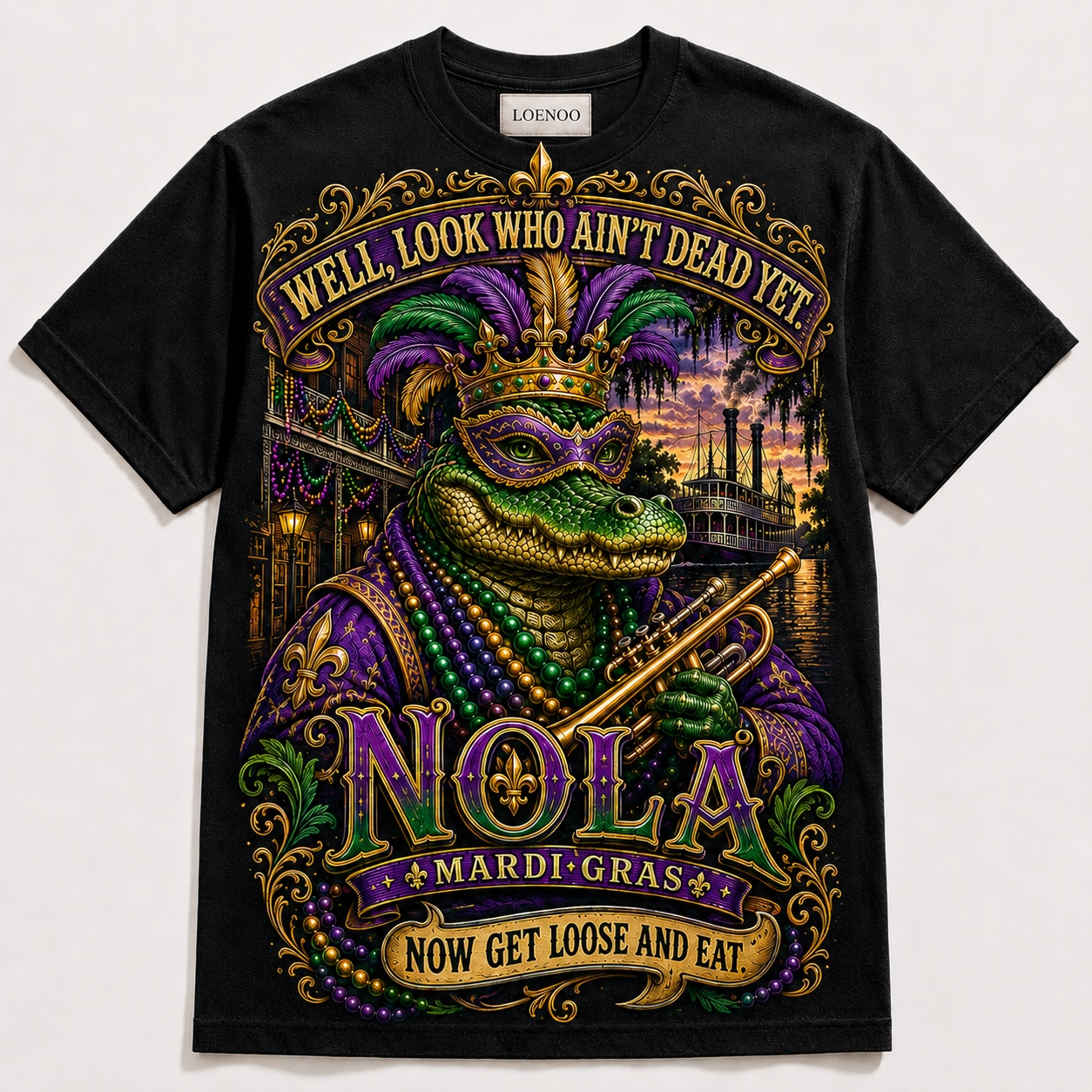 NOLA Mardi Gras Gator Graphic Tee