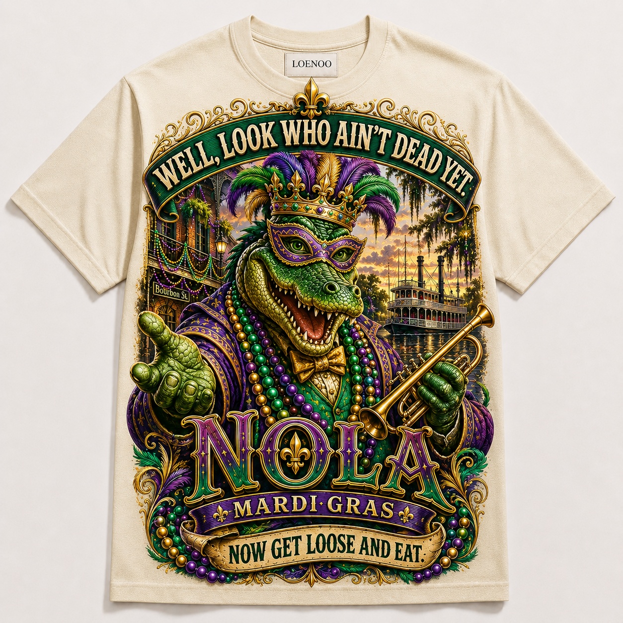 NOLA Mardi Gras Gator Graphic Tee