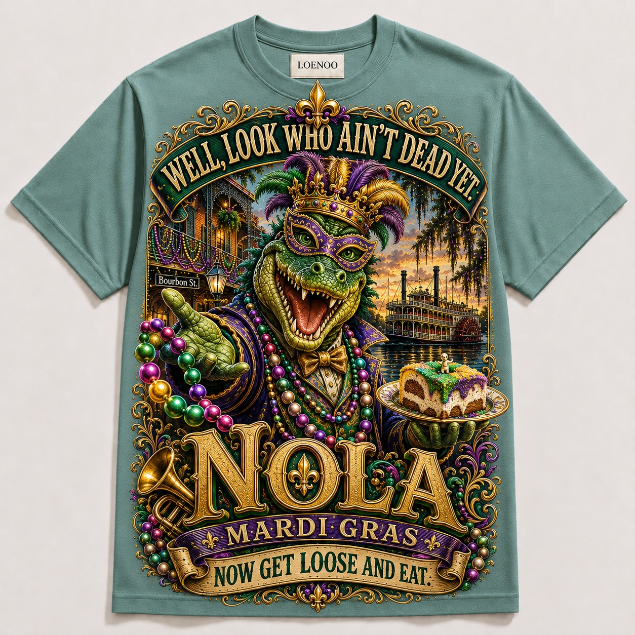 NOLA Mardi Gras Gator Graphic Tee