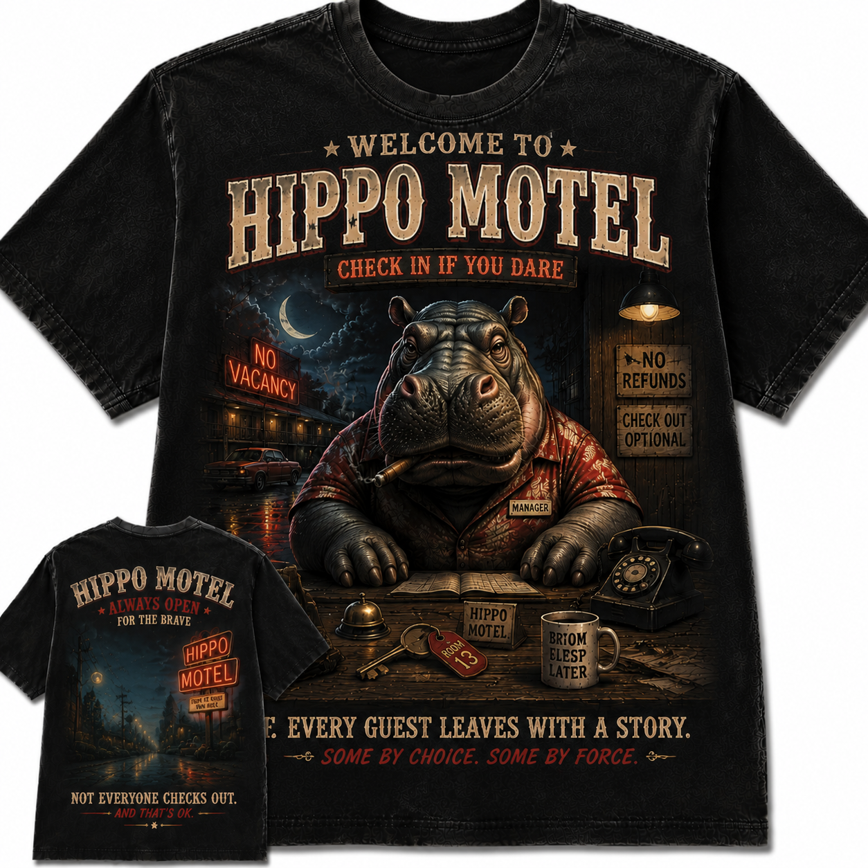 Welcome to Hippo Motel Vintage Graphic Tee