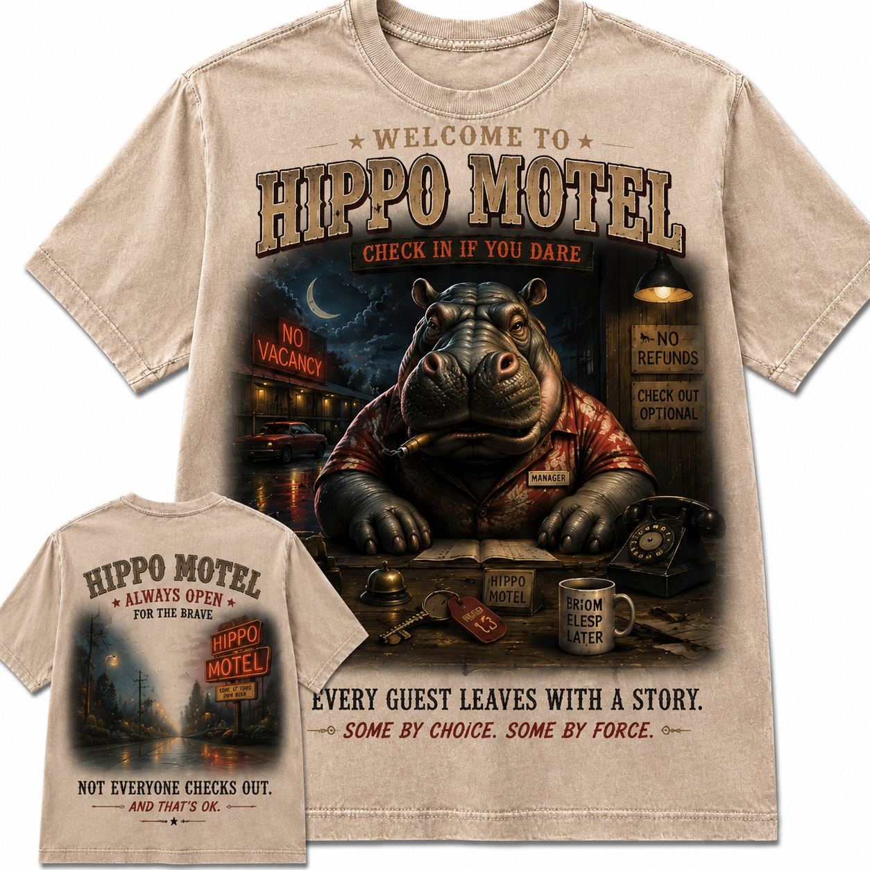 Welcome to Hippo Motel Vintage Graphic Tee