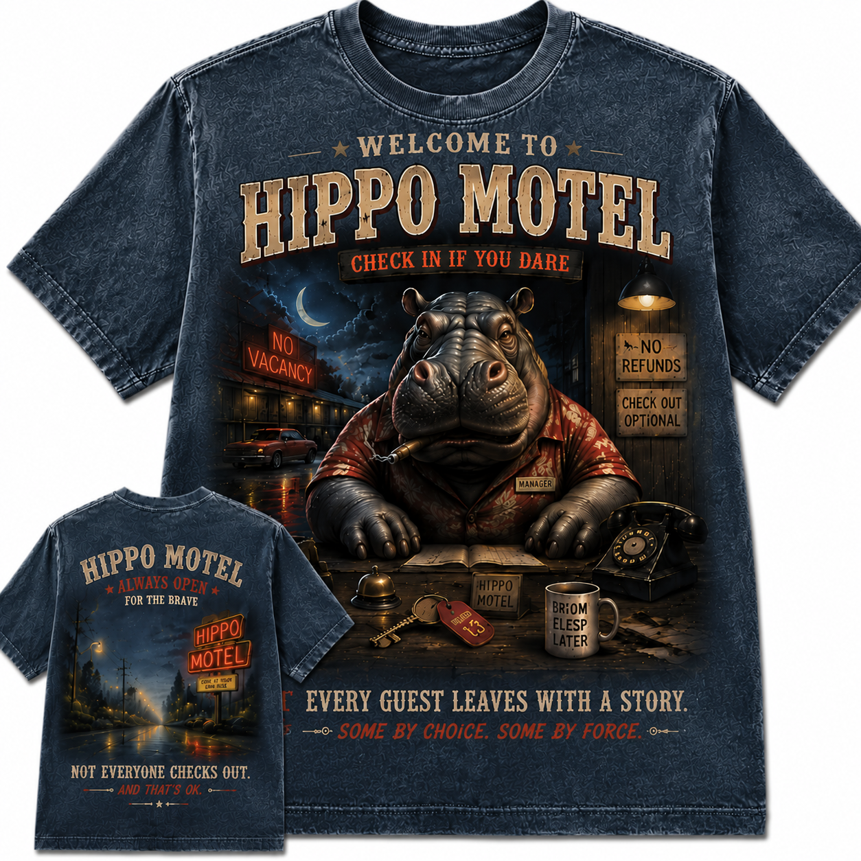 Welcome to Hippo Motel Vintage Graphic Tee