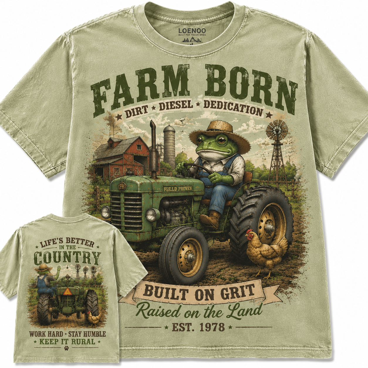 Vintage Frog Tractor Farm Graphic Tee