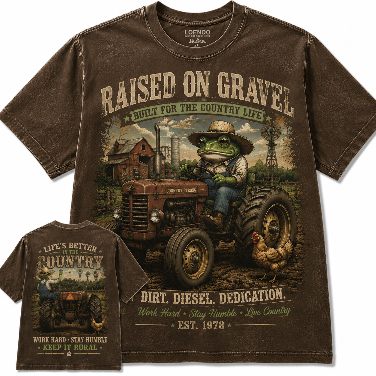 Vintage Frog Tractor Farm Graphic Tee