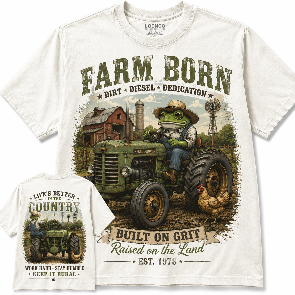 Vintage Frog Tractor Farm Graphic Tee