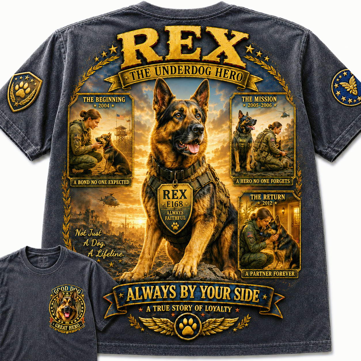Rex Always by Your Side Military Dog T-Shirt