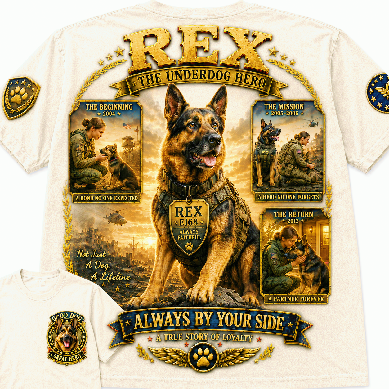 Rex Always by Your Side Military Dog T-Shirt