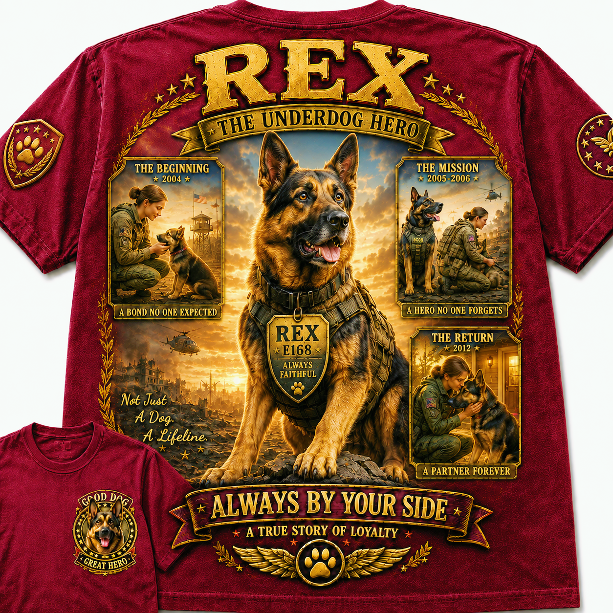 Rex Always by Your Side Military Dog T-Shirt
