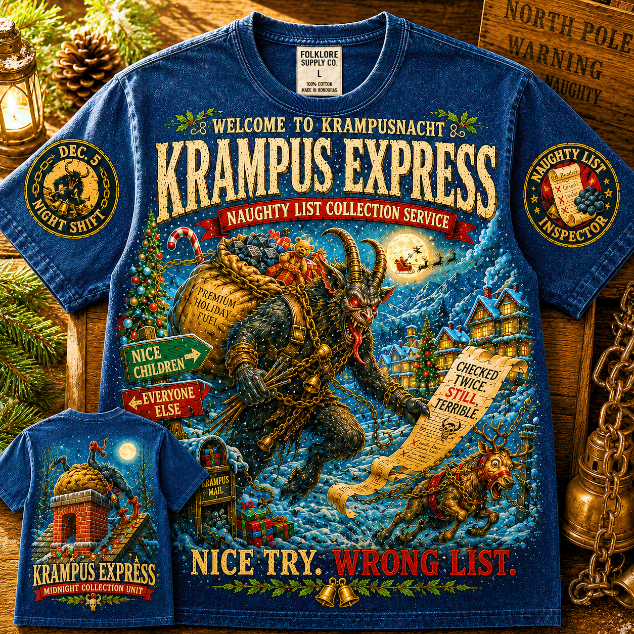 Krampus Express Naughty List T-Shirt