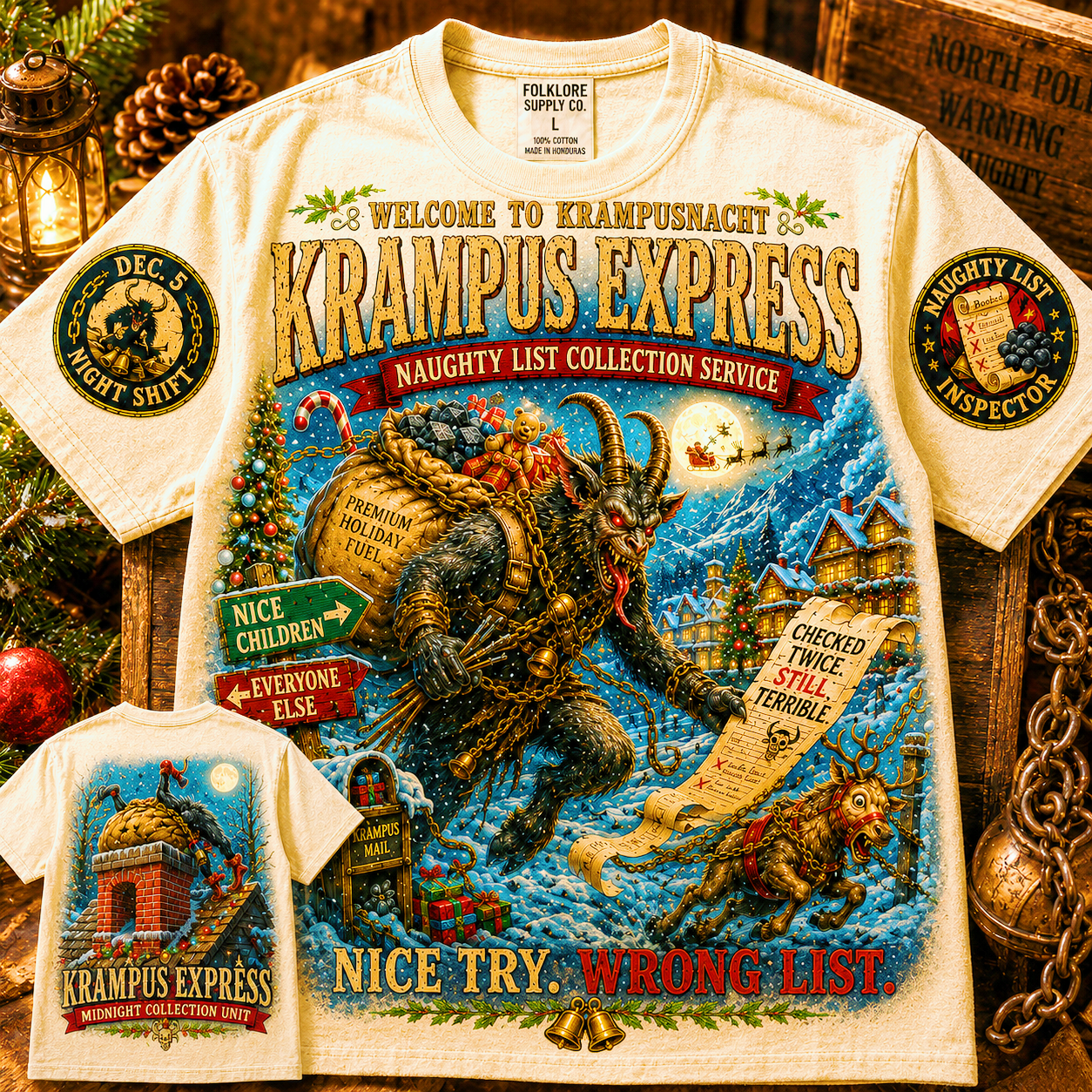 Krampus Express Naughty List T-Shirt