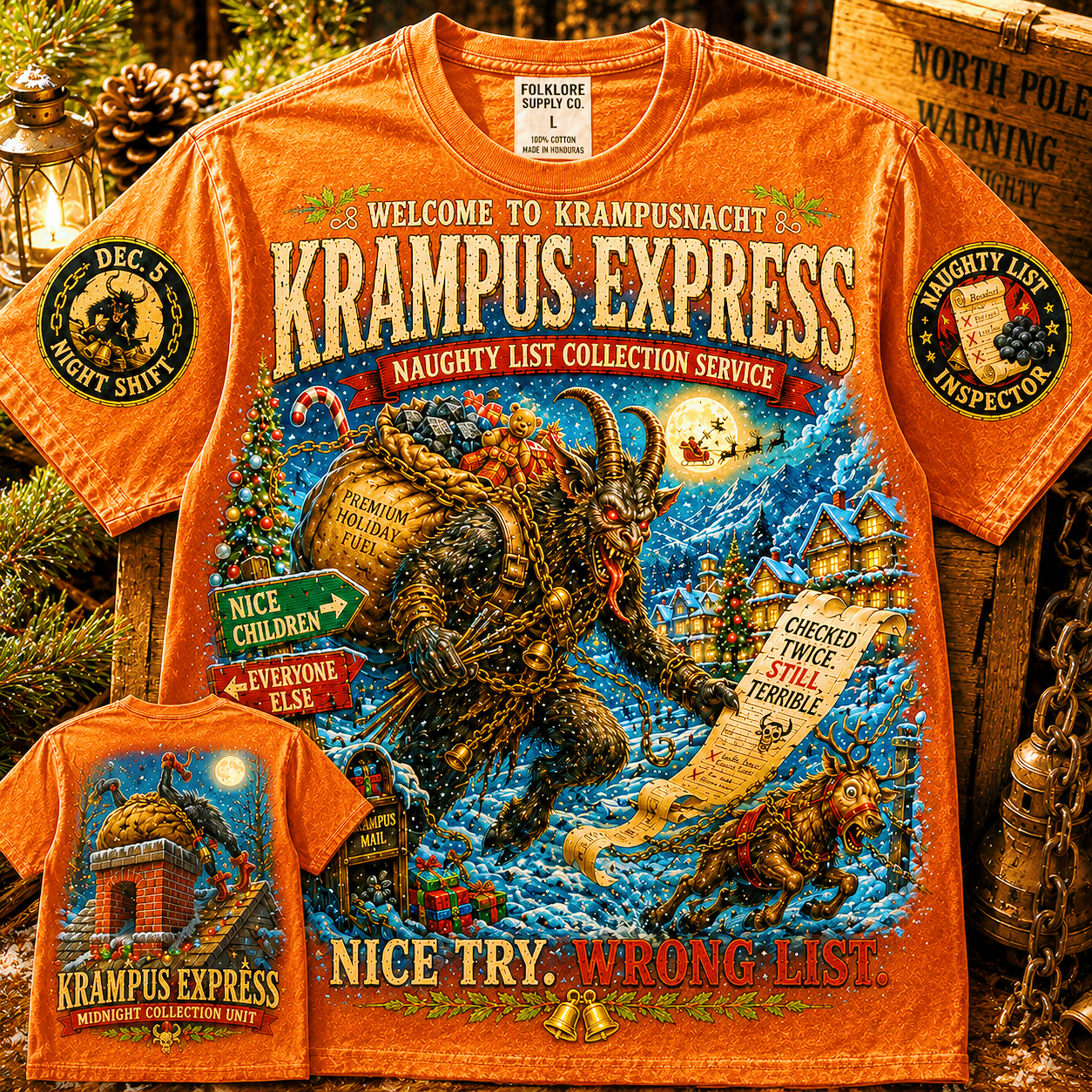 Krampus Express Naughty List T-Shirt