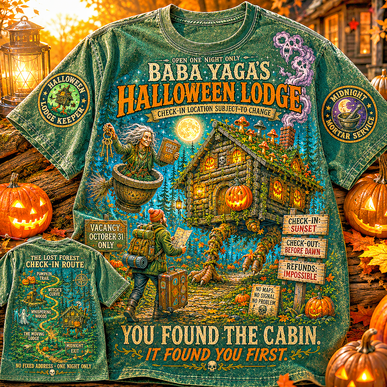 Baba Yaga Halloween Lodge T-Shirt