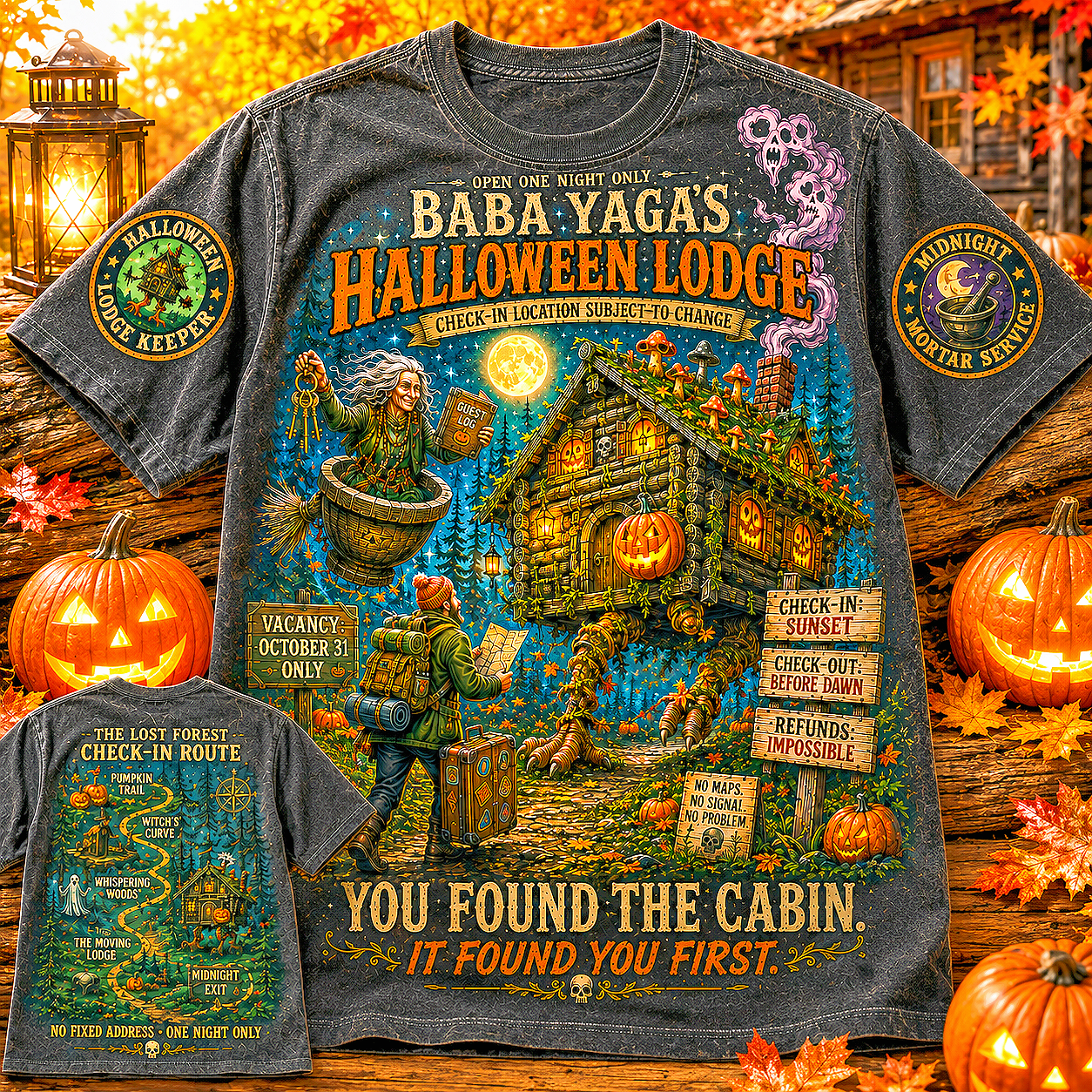 Baba Yaga Halloween Lodge T-Shirt