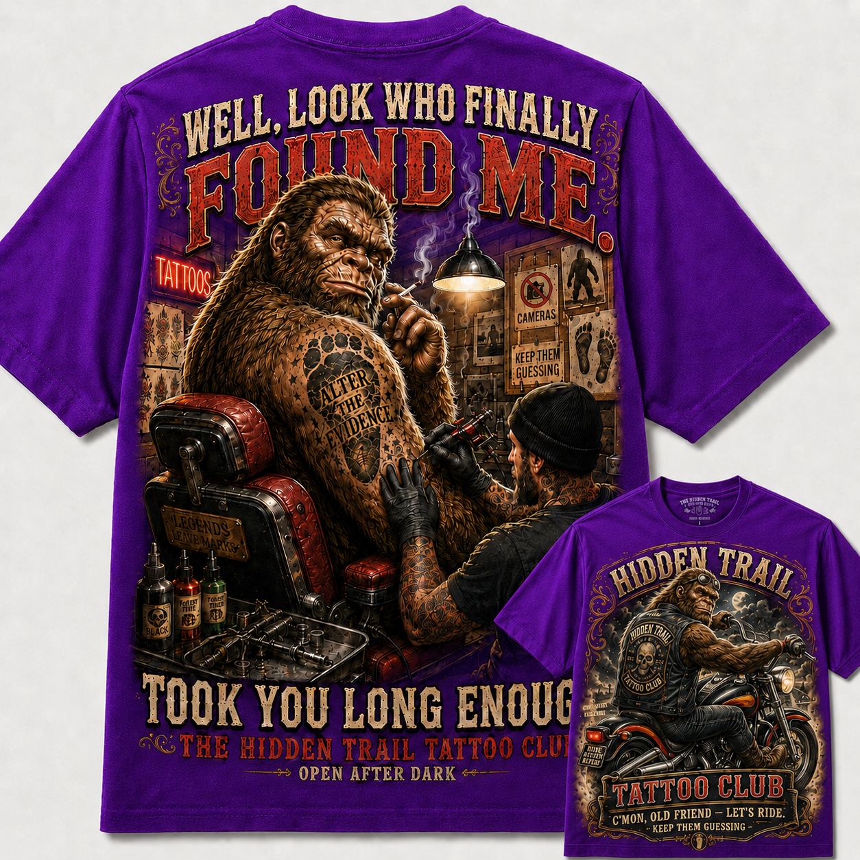 Finally Found Me Bigfoot Tattoo Club Tee