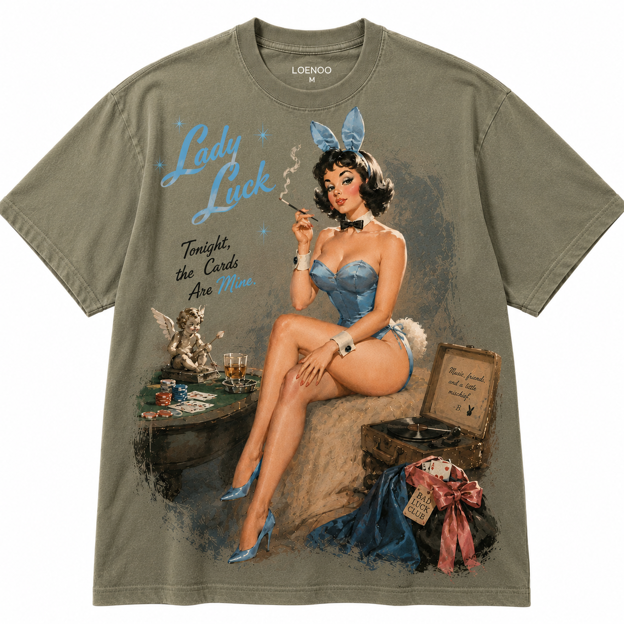 Lady Luck Vintage Pin-Up Graphic Tee