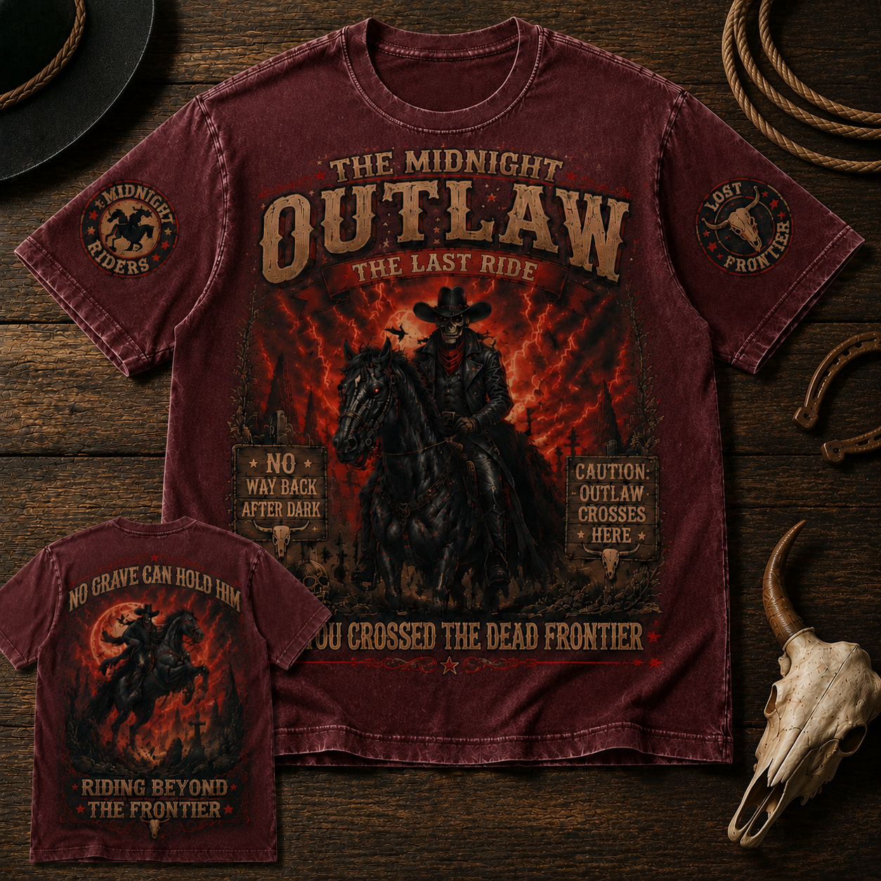 The Midnight Outlaw Vintage Western Graphic Tee