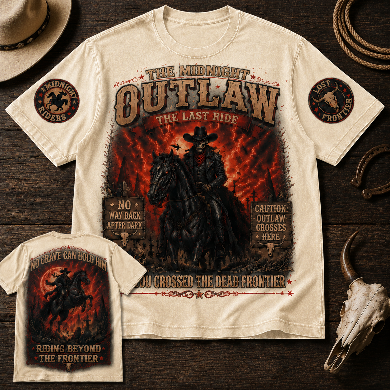 The Midnight Outlaw Vintage Western Graphic Tee