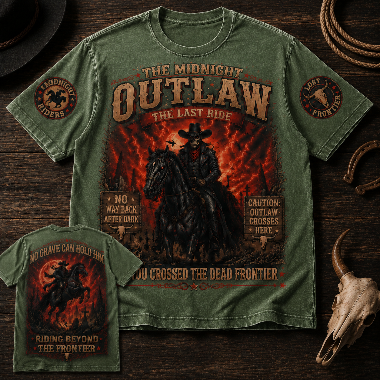 The Midnight Outlaw Vintage Western Graphic Tee