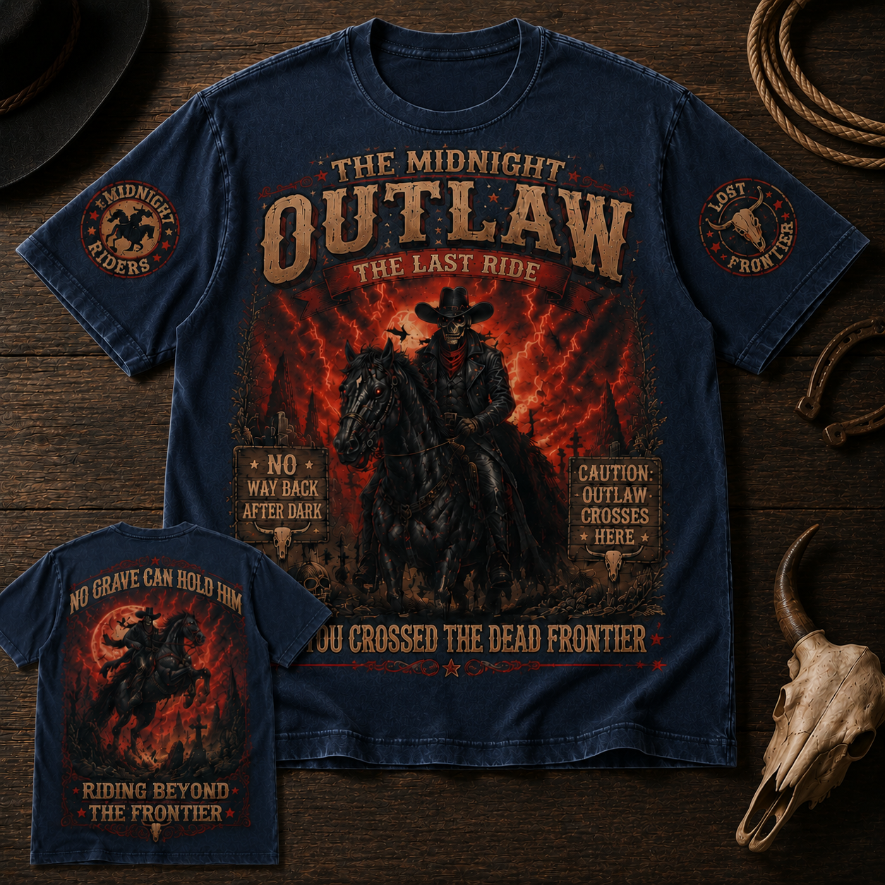 The Midnight Outlaw Vintage Western Graphic Tee