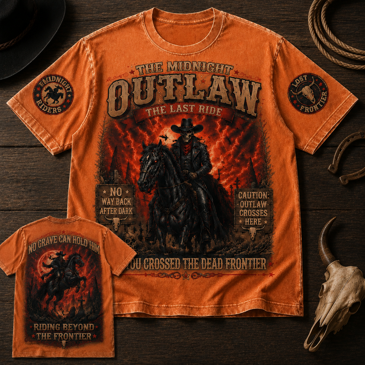 The Midnight Outlaw Vintage Western Graphic Tee