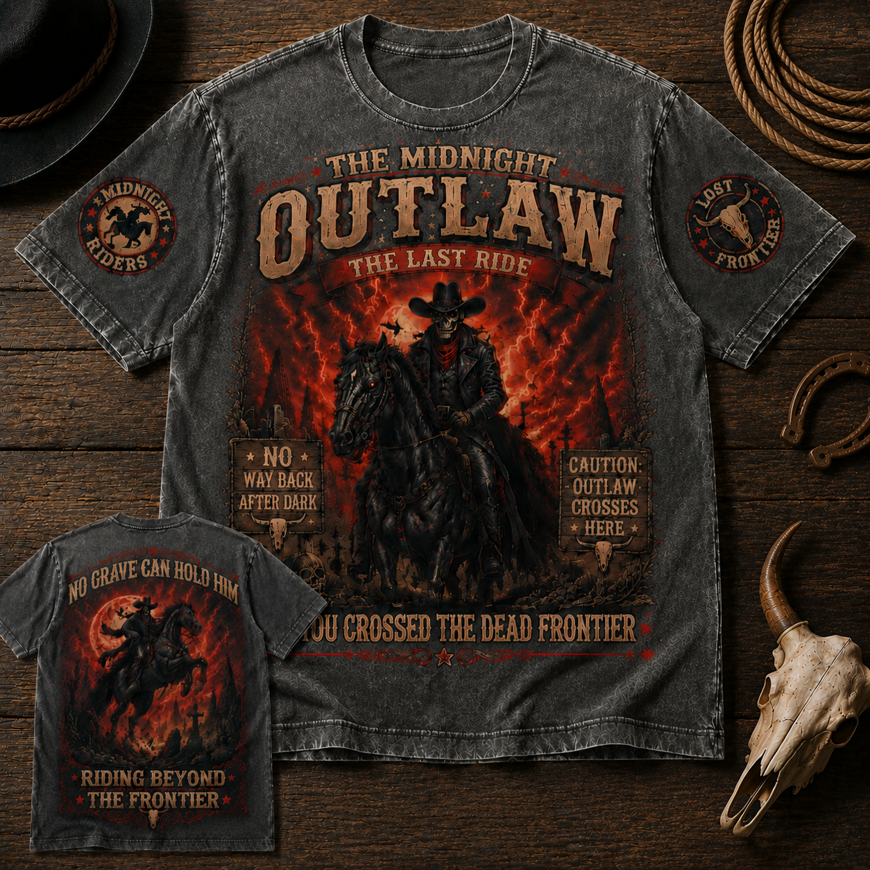 The Midnight Outlaw Vintage Western Graphic Tee