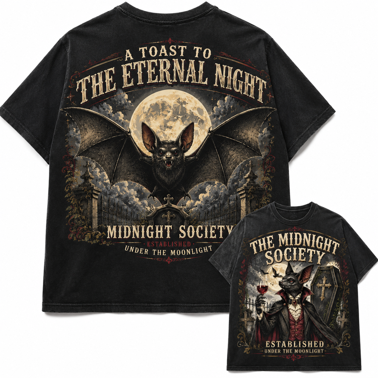 The Midnight Society Vintage Vampire Bat Graphic Tee