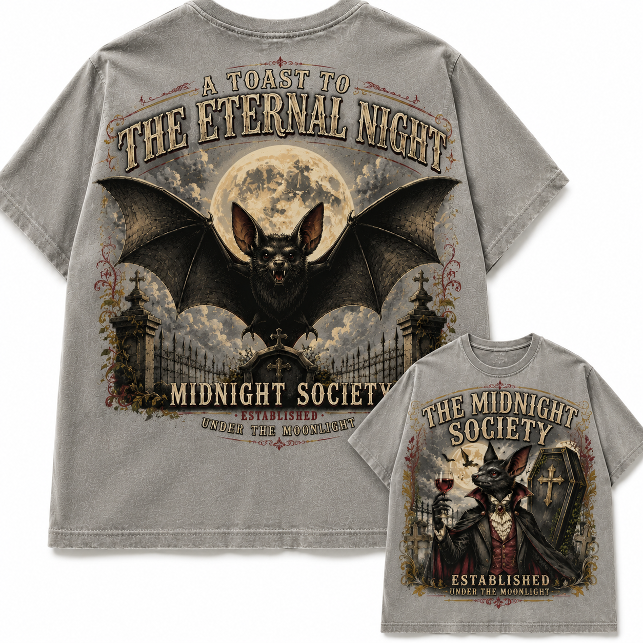 The Midnight Society Vintage Vampire Bat Graphic Tee