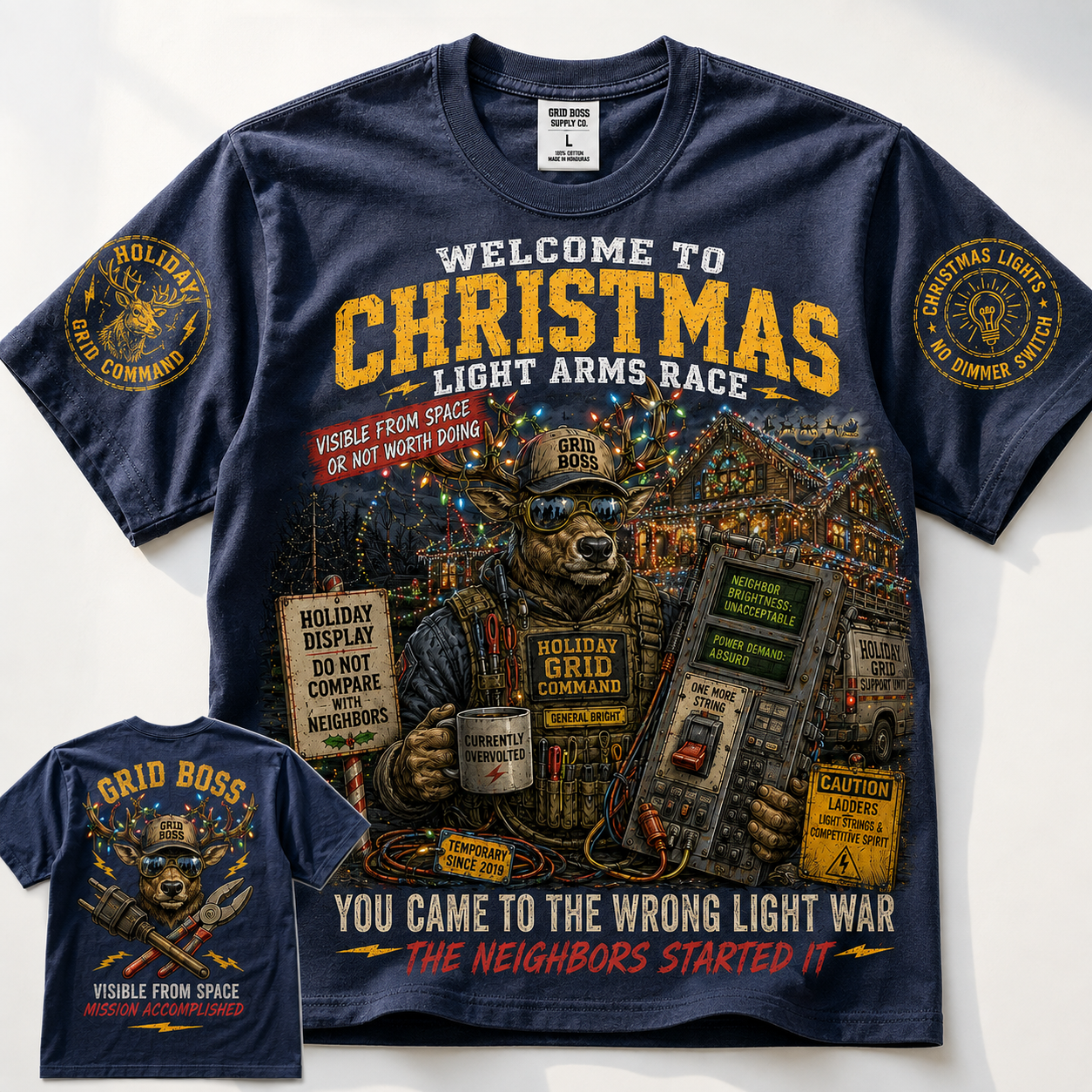 Christmas Light War Grid Boss T-Shirt