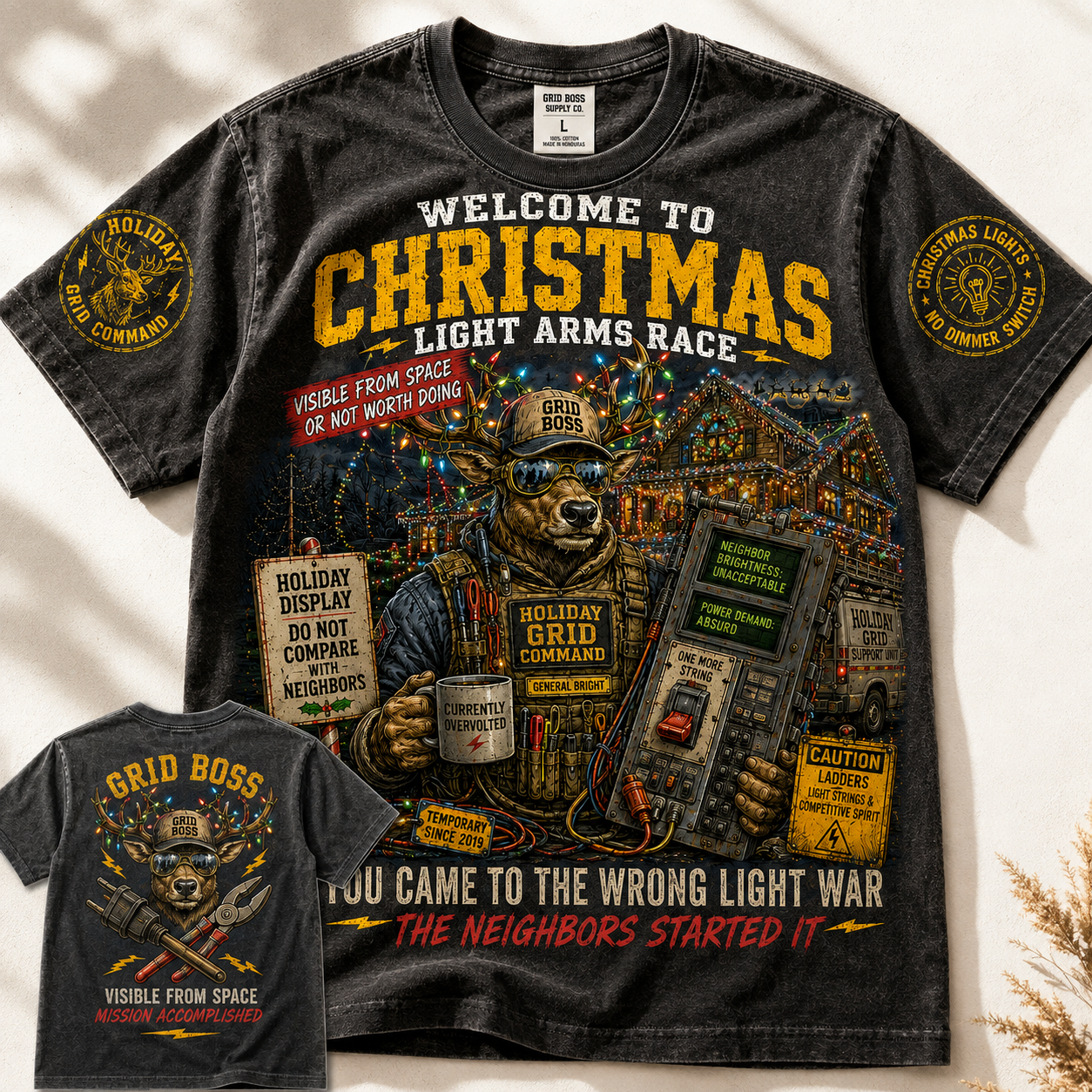 Christmas Light War Grid Boss T-Shirt