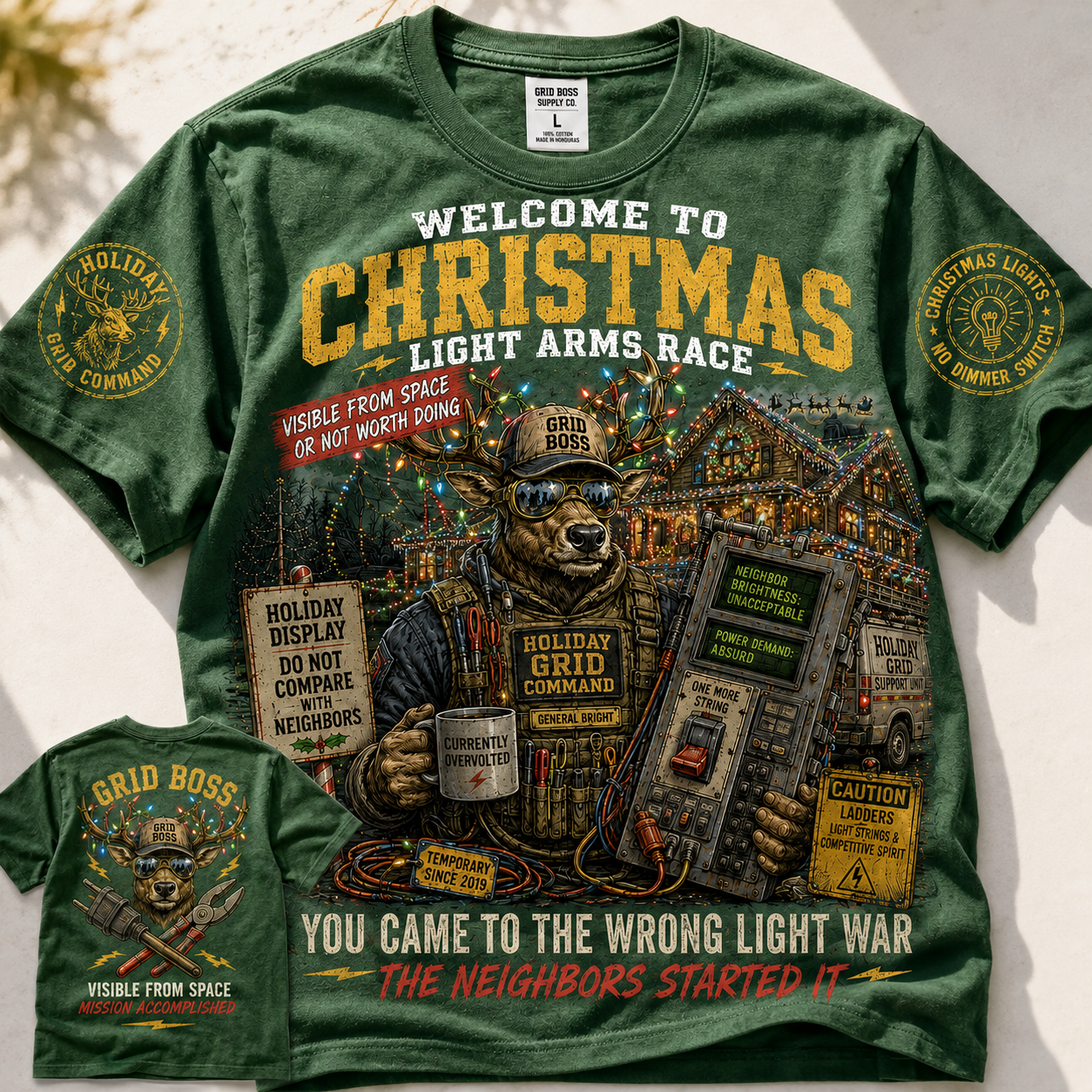 Christmas Light War Grid Boss T-Shirt