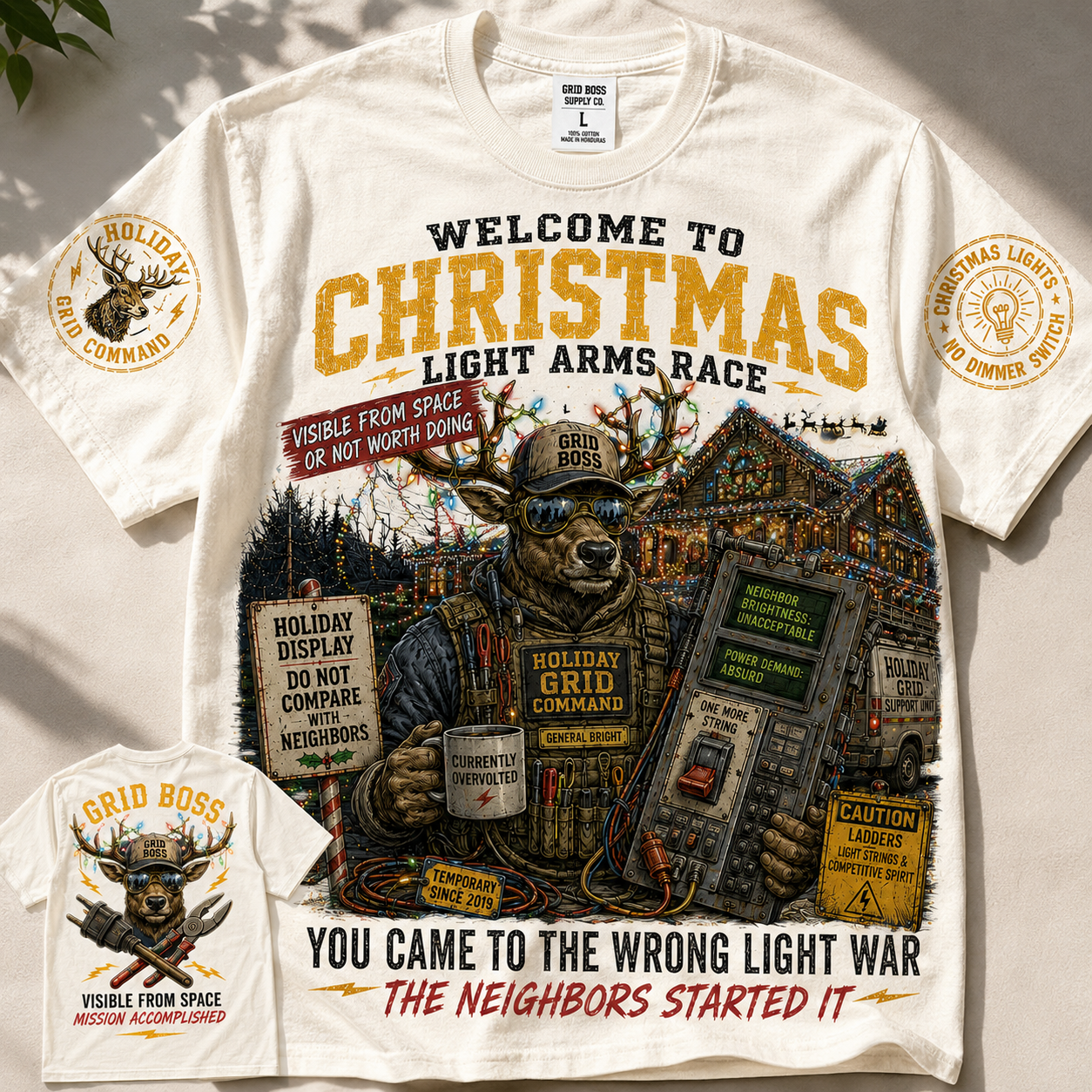 Christmas Light War Grid Boss T-Shirt