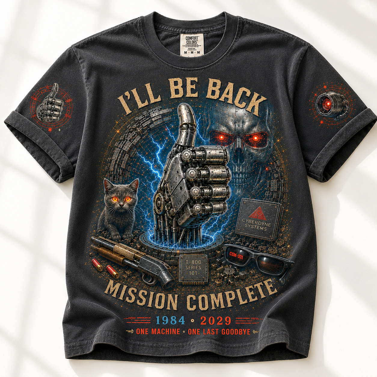 I'll Be Back Cybernetic Cat T-Shirt