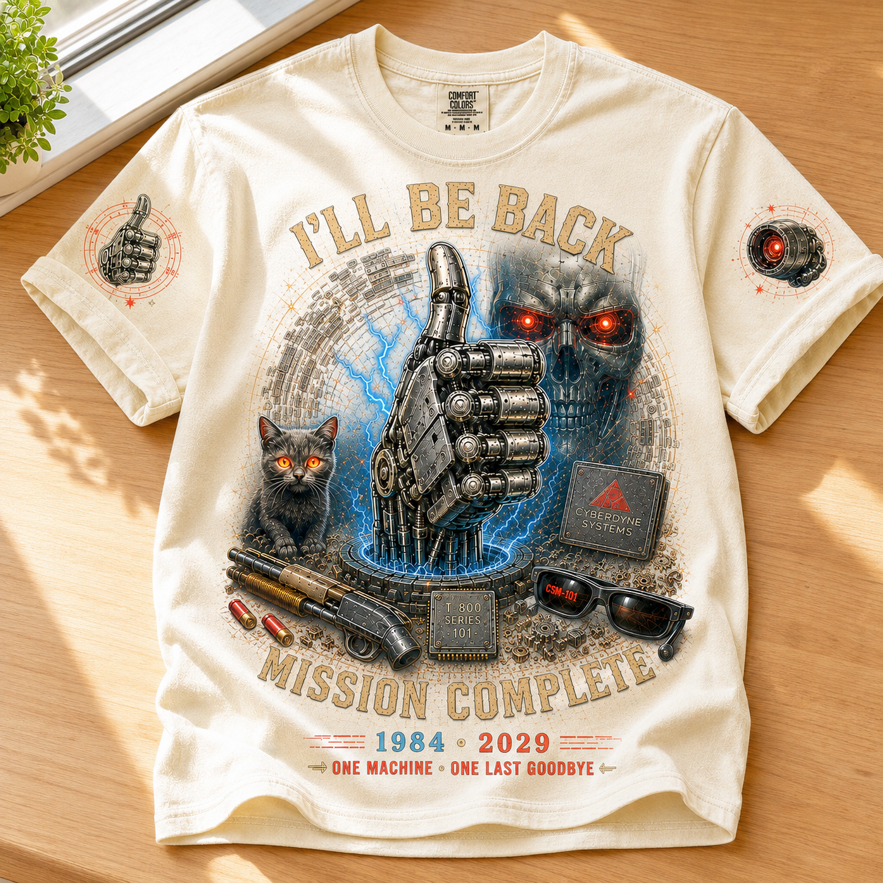 I'll Be Back Cybernetic Cat T-Shirt