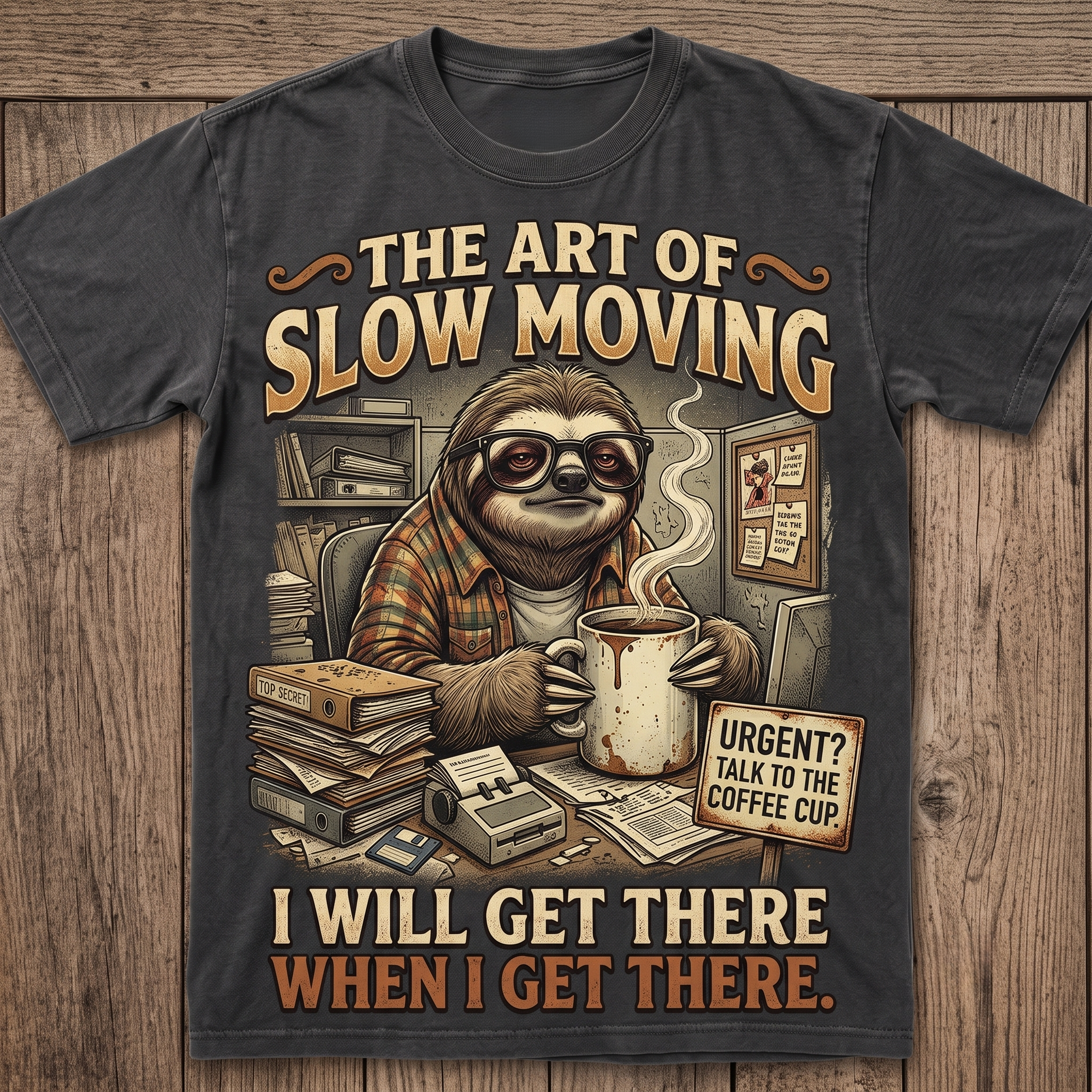 The Art of Slow Moving Vintage Sloth Graphic Tee