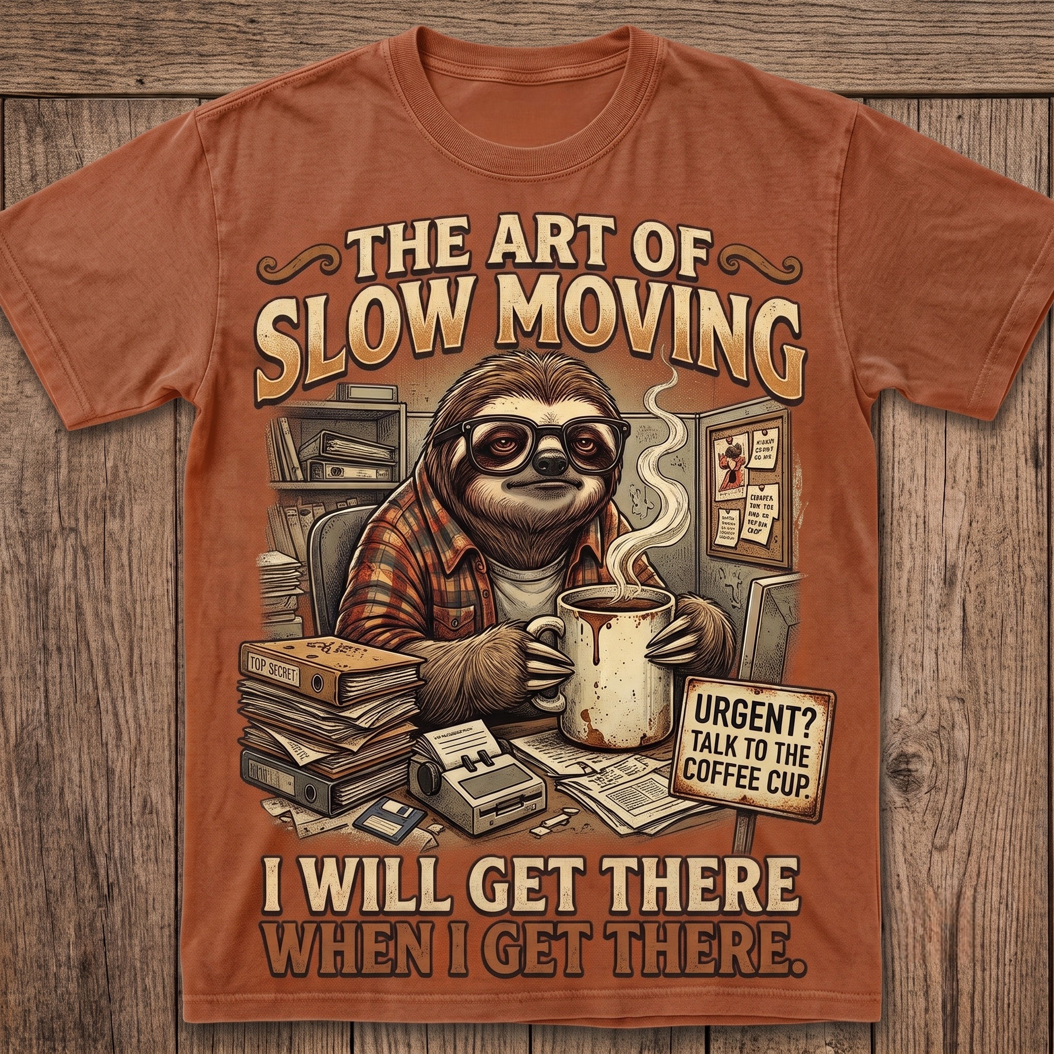 The Art of Slow Moving Vintage Sloth Graphic Tee