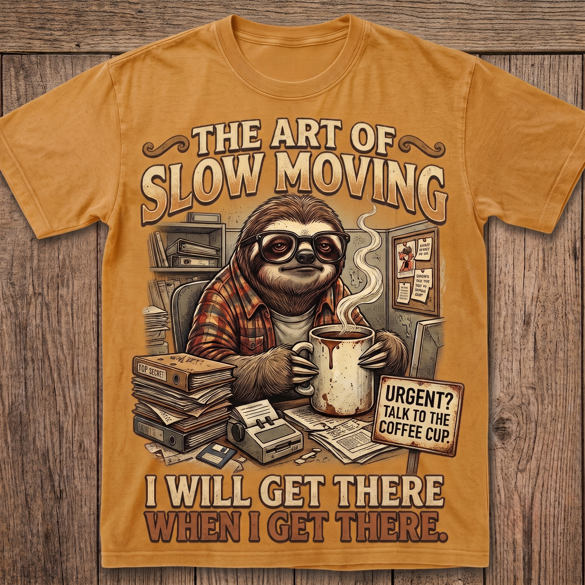 The Art of Slow Moving Vintage Sloth Graphic Tee