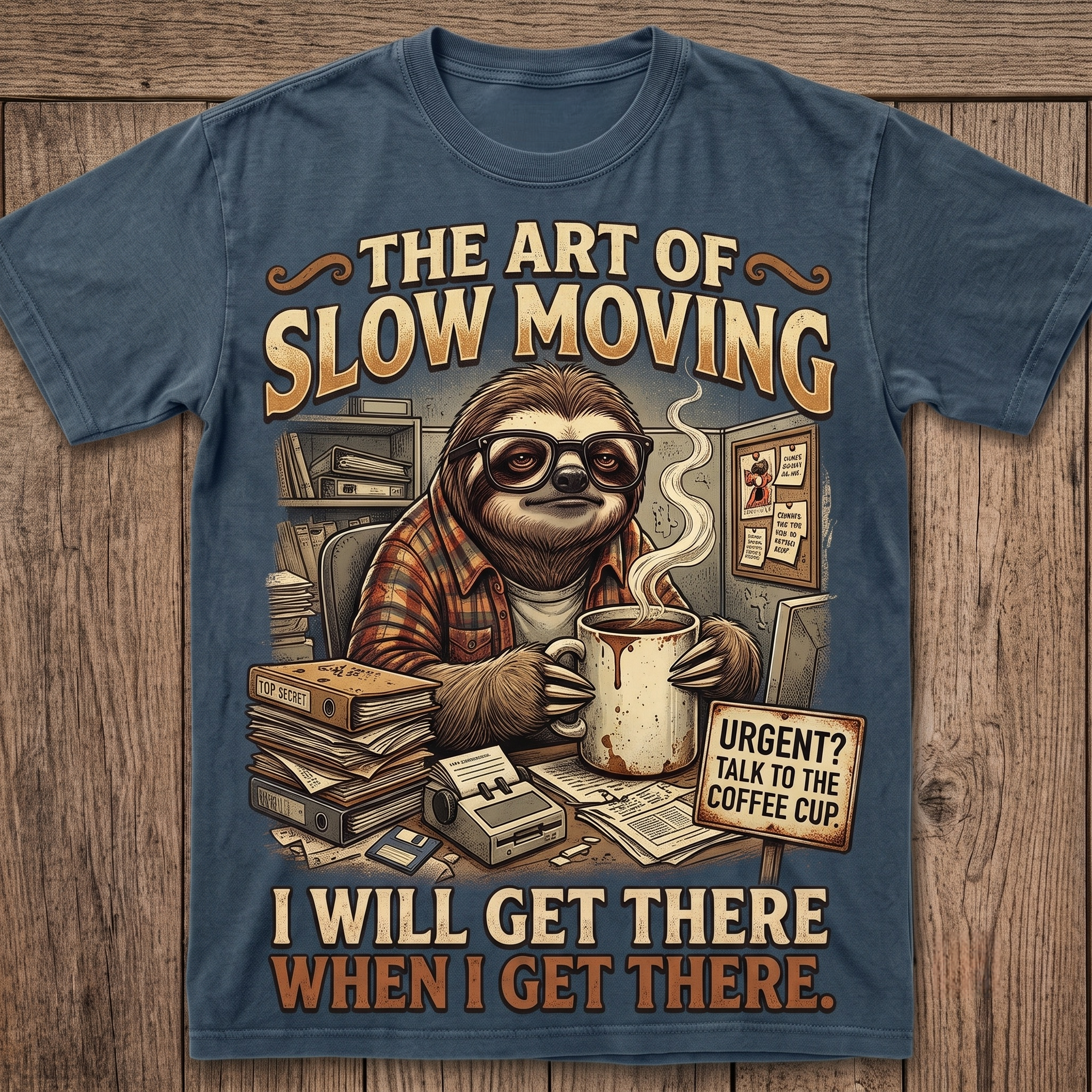 The Art of Slow Moving Vintage Sloth Graphic Tee