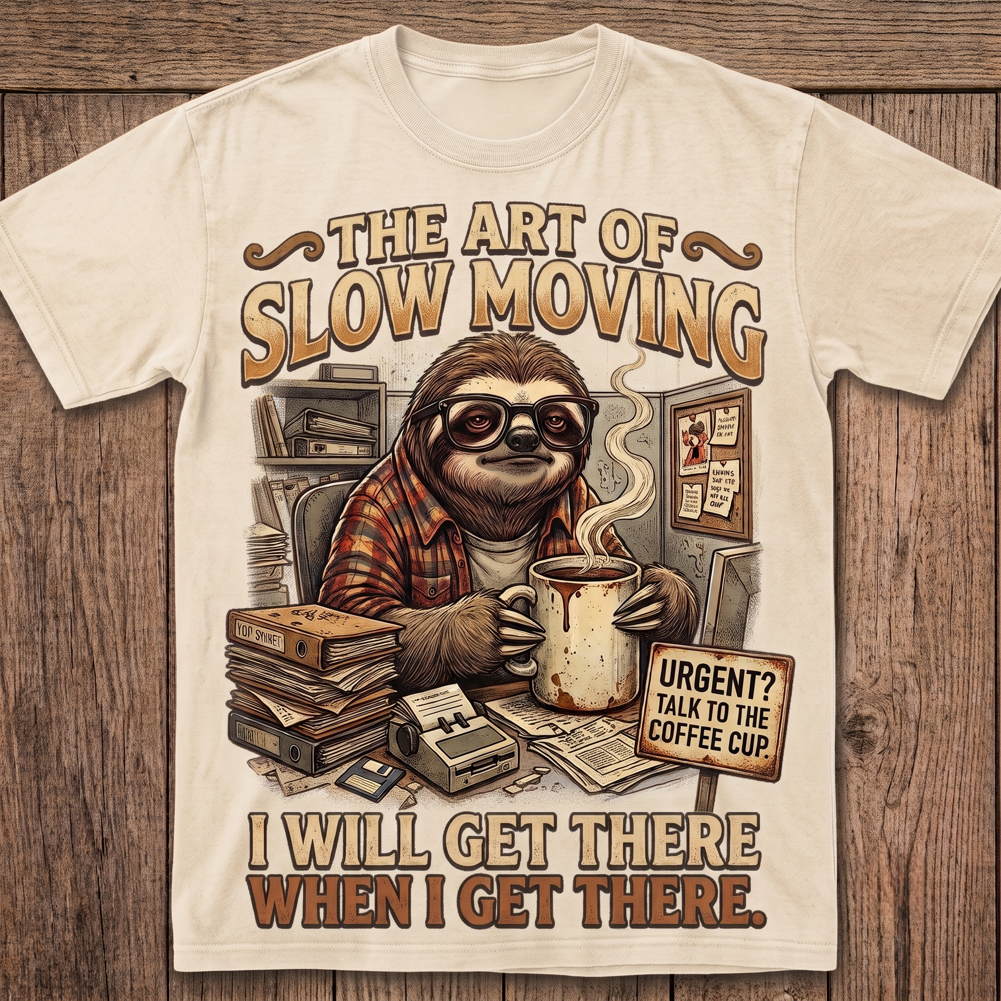 The Art of Slow Moving Vintage Sloth Graphic Tee