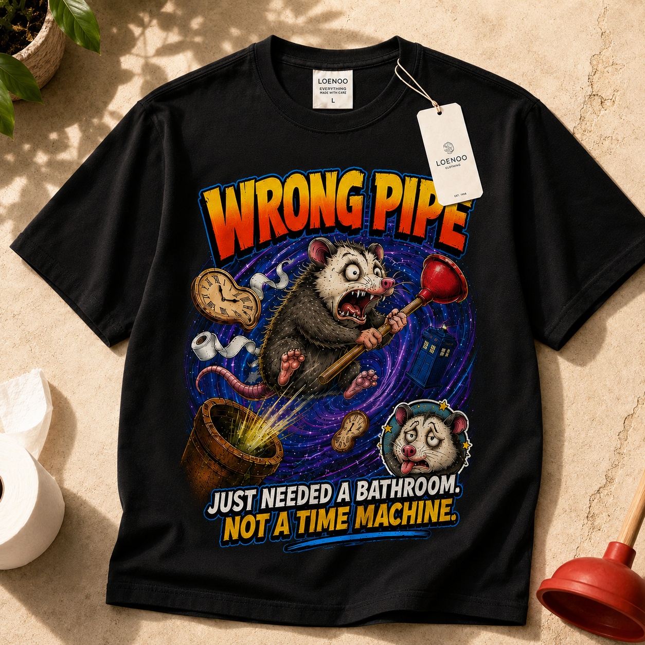 Wrong Drain Time Portal Possum Tee