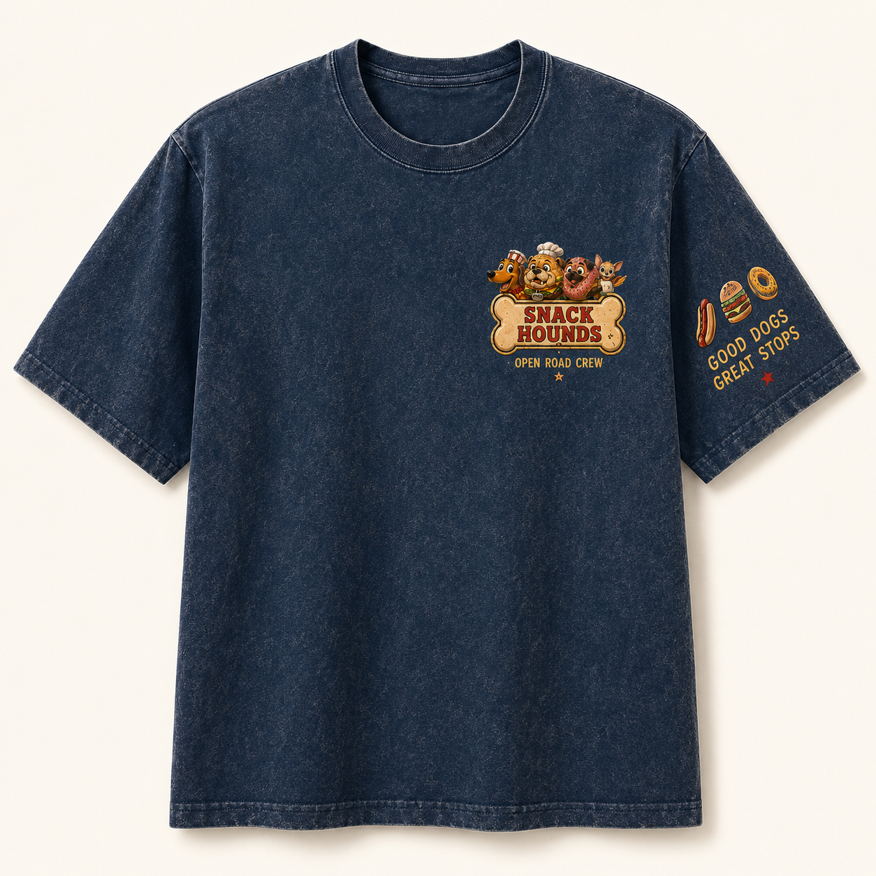 Route 66 Snack Run Four Dogs Road Trip T-Shirt