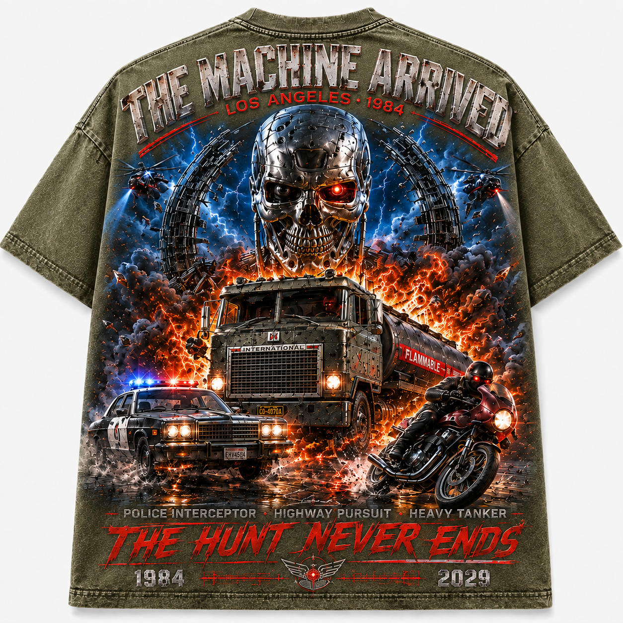 The Hunt Never Ends Retro Highway Pursuit T-Shirt