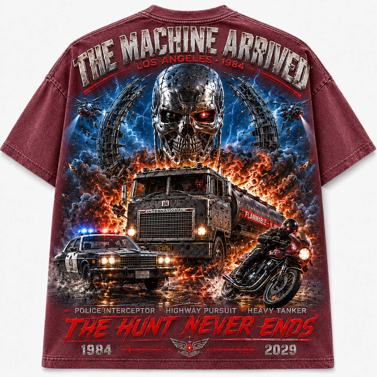 The Hunt Never Ends Retro Highway Pursuit T-Shirt